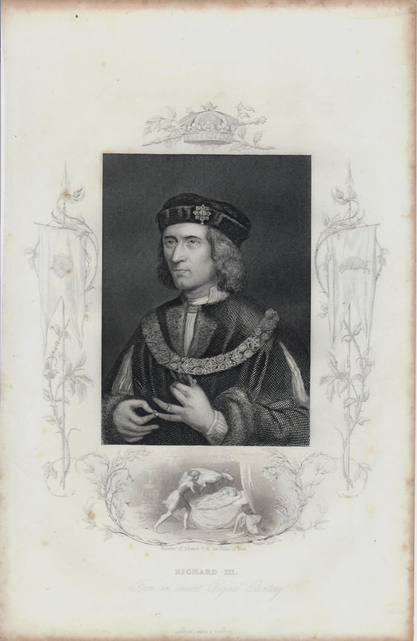 Incisione inglese Re Richard III°. Epoca XIX°sec.