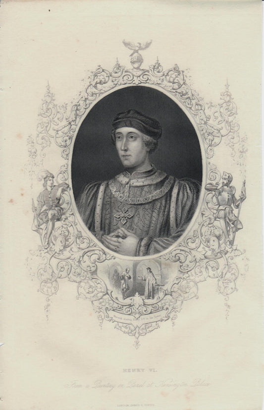 Incisione inglese Re Henry VI°. Epoca XIX°sec.
