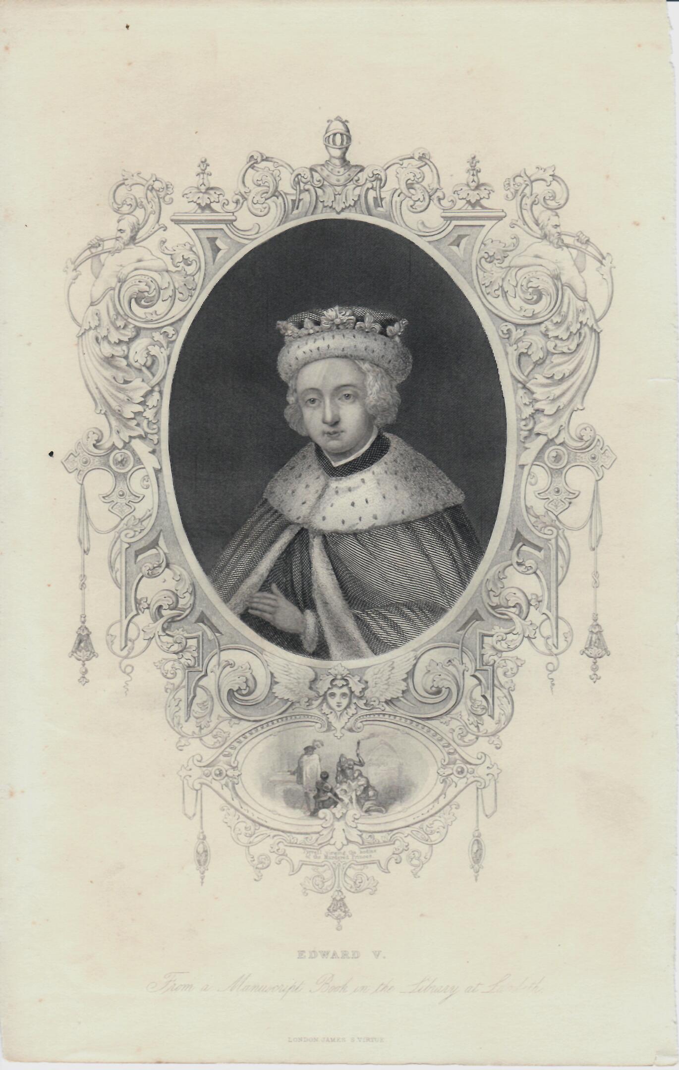 Incisione inglese Re Edward V°. Epoca XIX°sec.