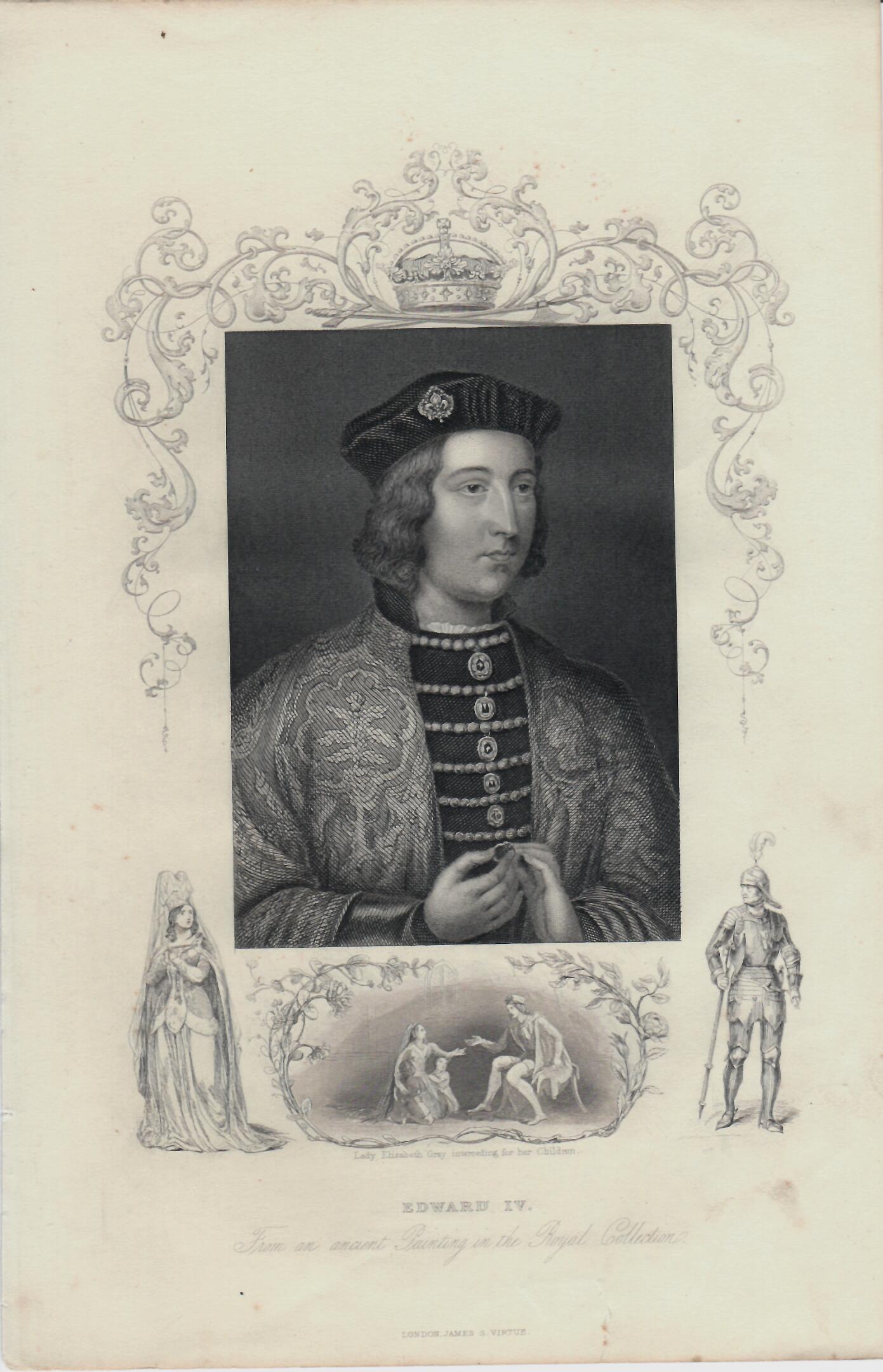 Incisione inglese Re Edward IV°. Epoca XIX°sec.