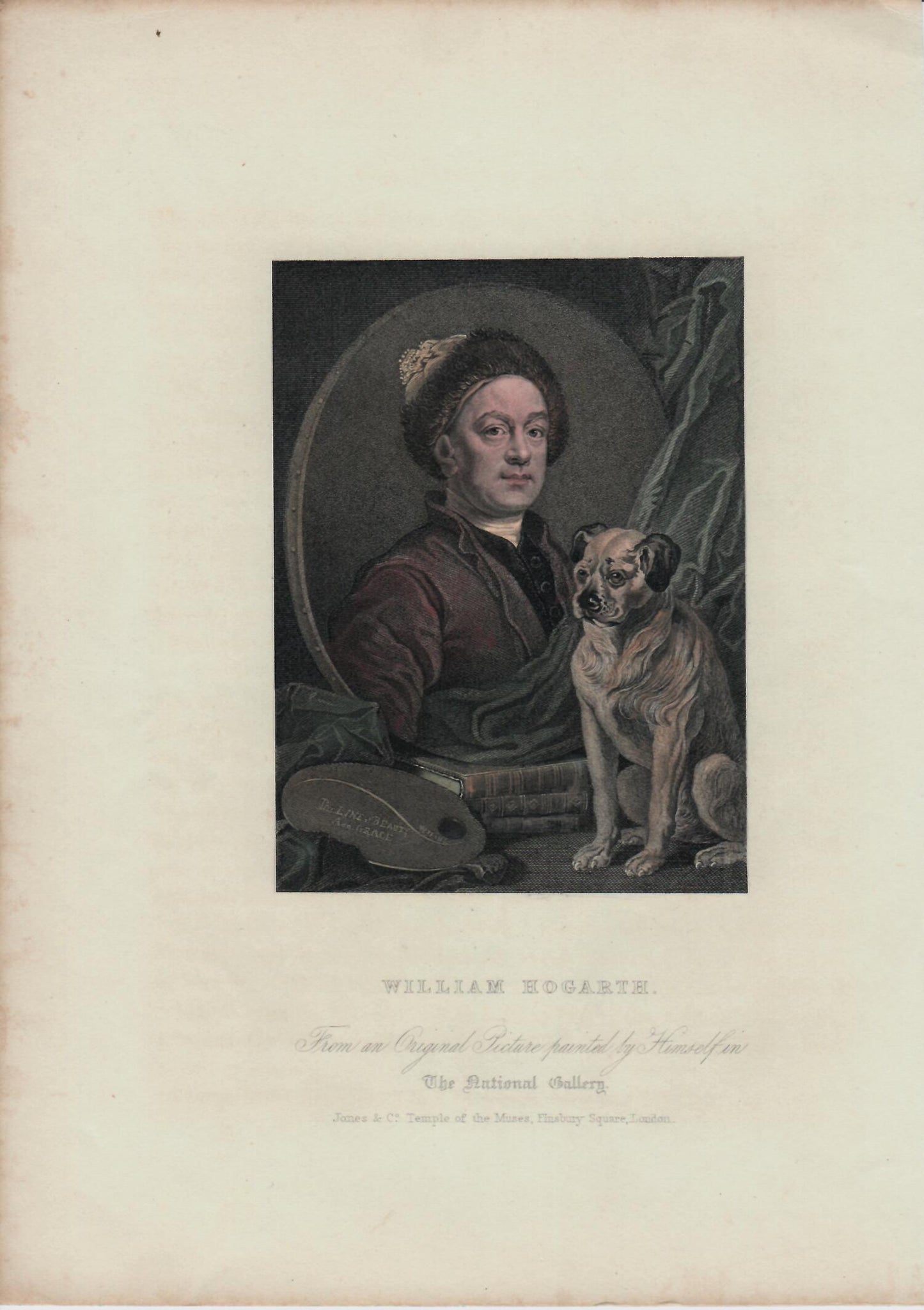 Incisione inglese acquerellata William Hogarth. Epoca XIX°sec.