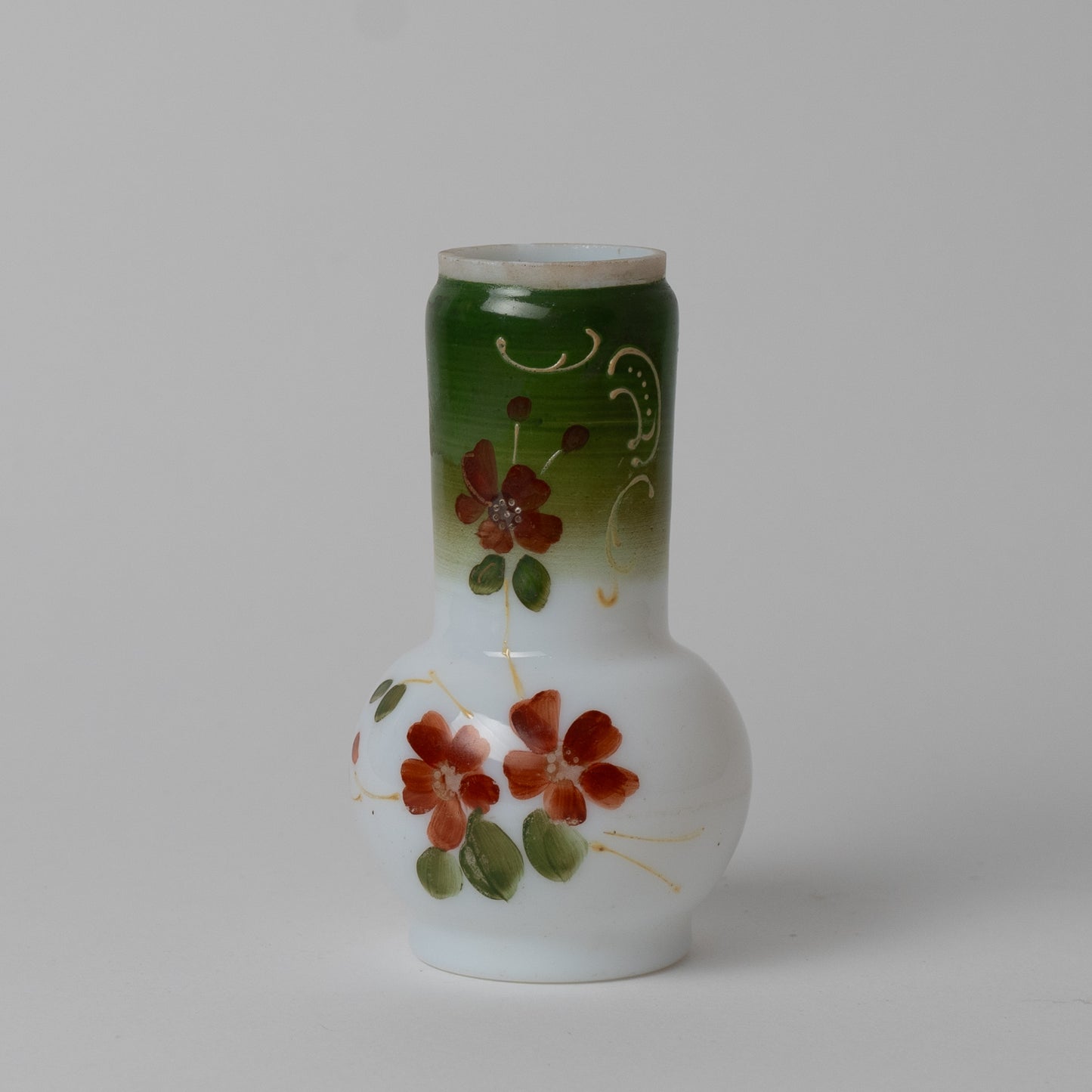 Vasetto Opaline vittoriano fondo bianco verde