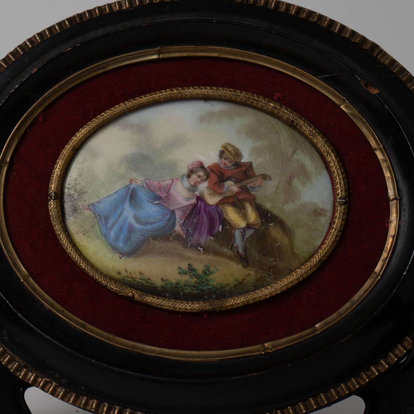 Placca in porcellana con Miniatura del XIX° sec.