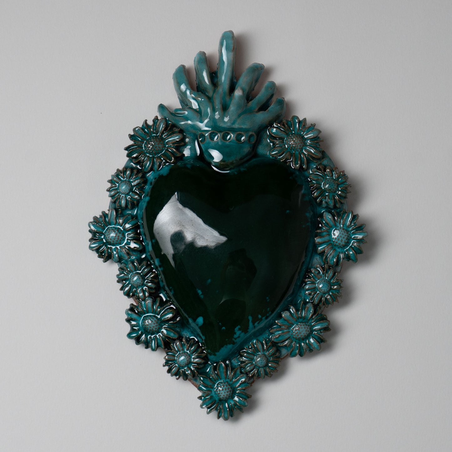 Cuore Ex Voto in Ceramica Siciliana colore Verde