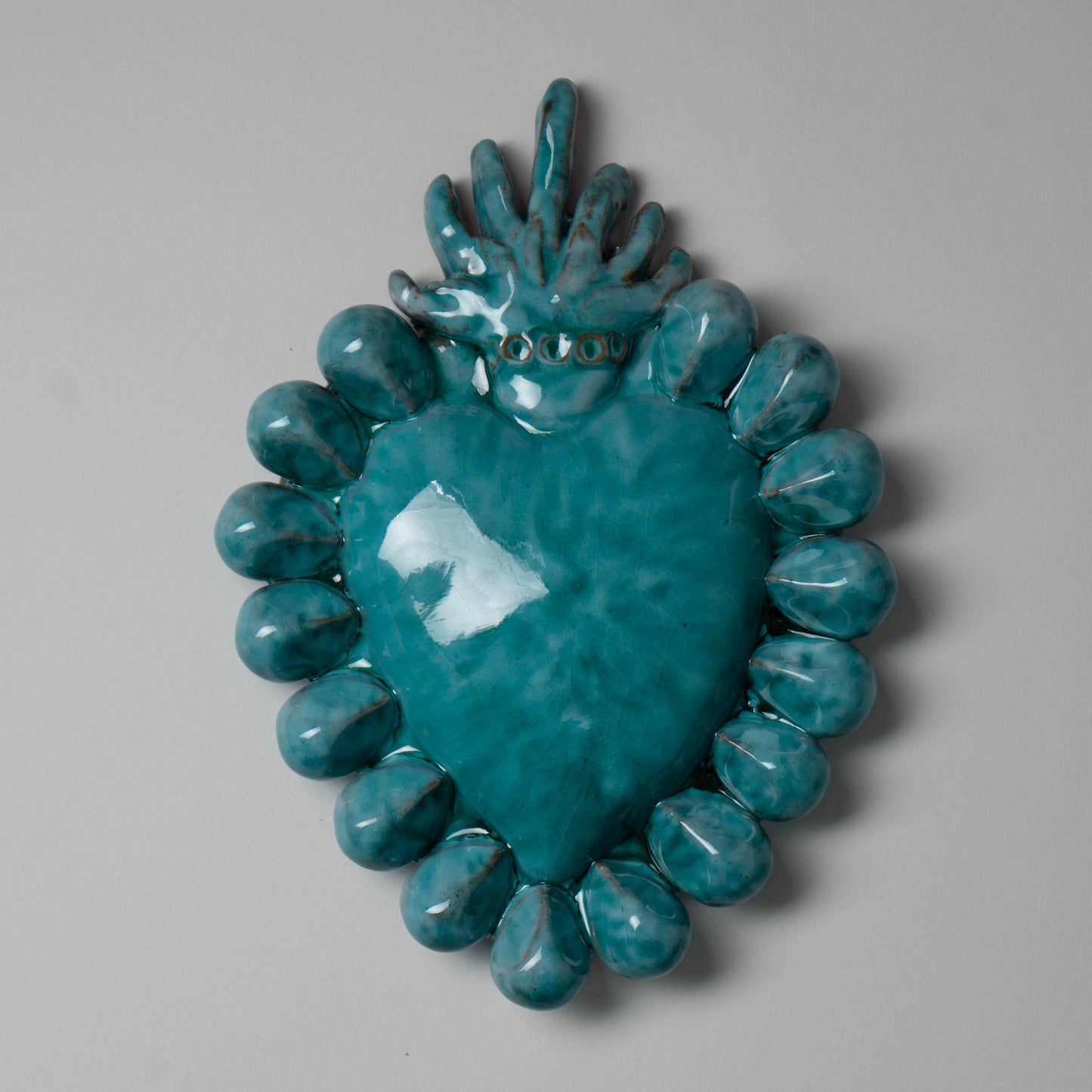 Cuore Ex Voto in Ceramica Siciliana colore Celeste