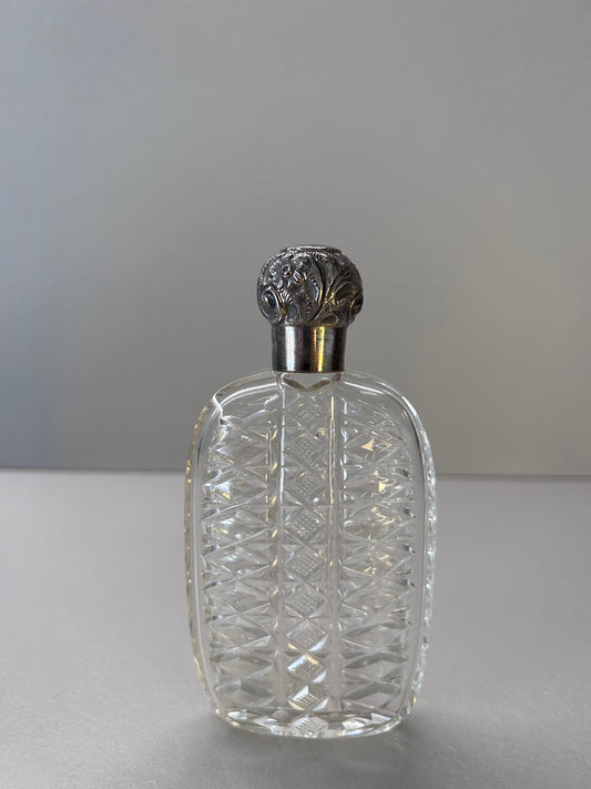 Bottiglia cristallo inciso e argento sterling 925. Miller & Bros. Birmingham inizio’ 900
