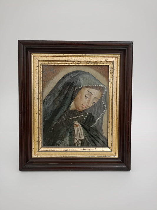Madonna del dito. Dipinto su vetro XIX° sec.