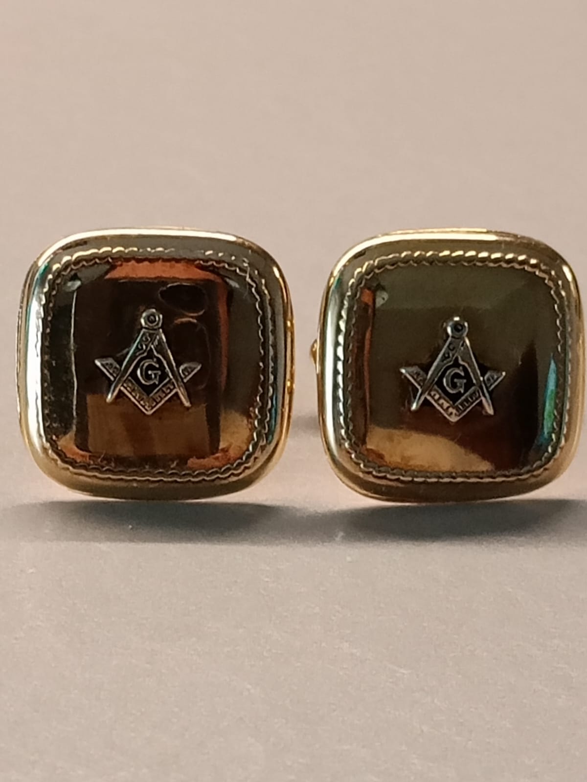 Gemelli vintage massonici dorati