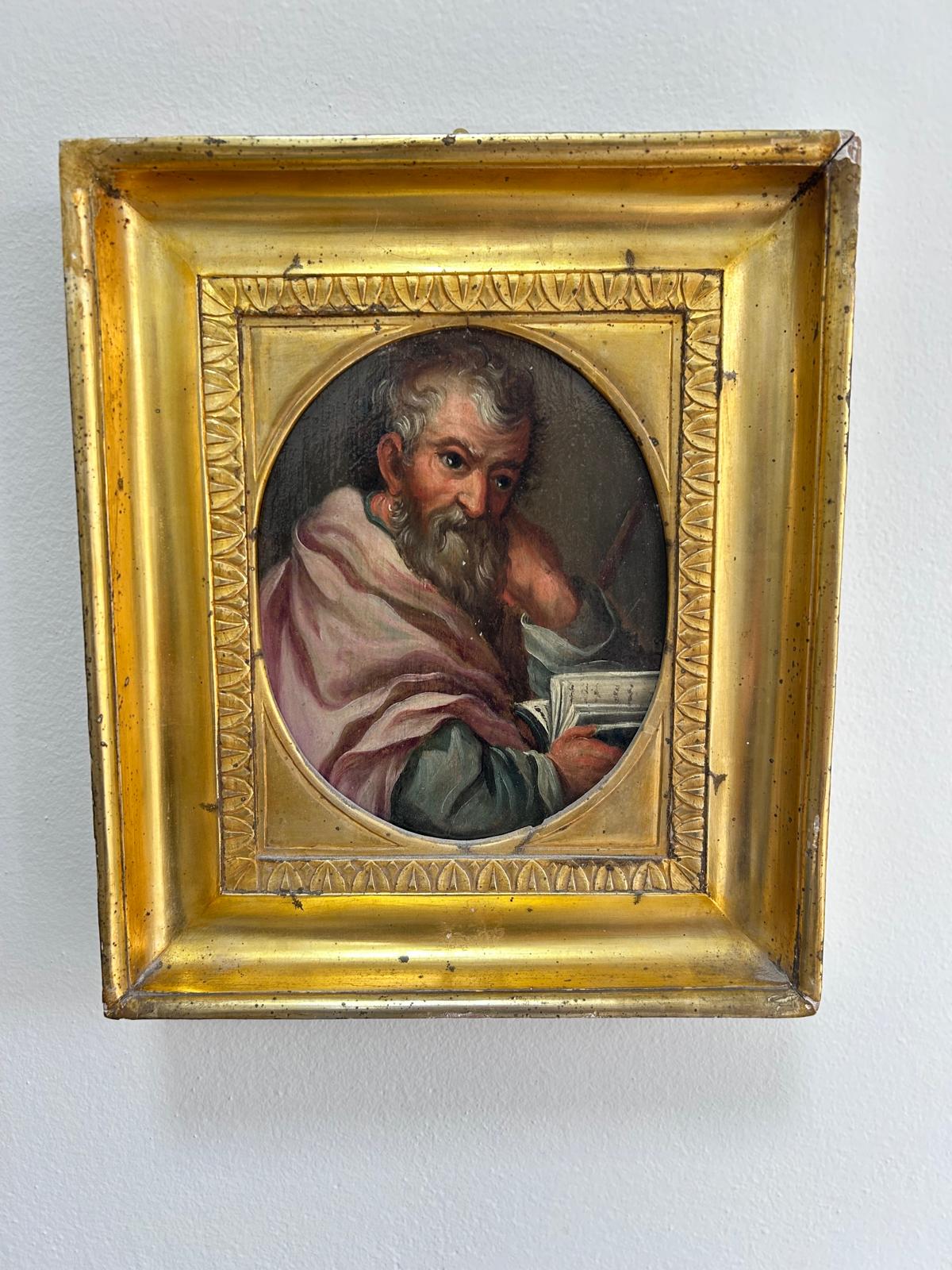 Ritratto di personaggio storico. Olio su tavola del XIX° sec.