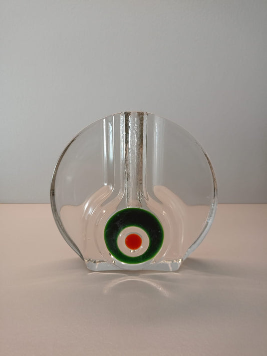 Vaso monofiore in vetro Walther Glass. Germania 1970