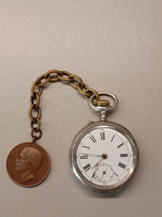 Orologio da taschino francese con medaglia militare