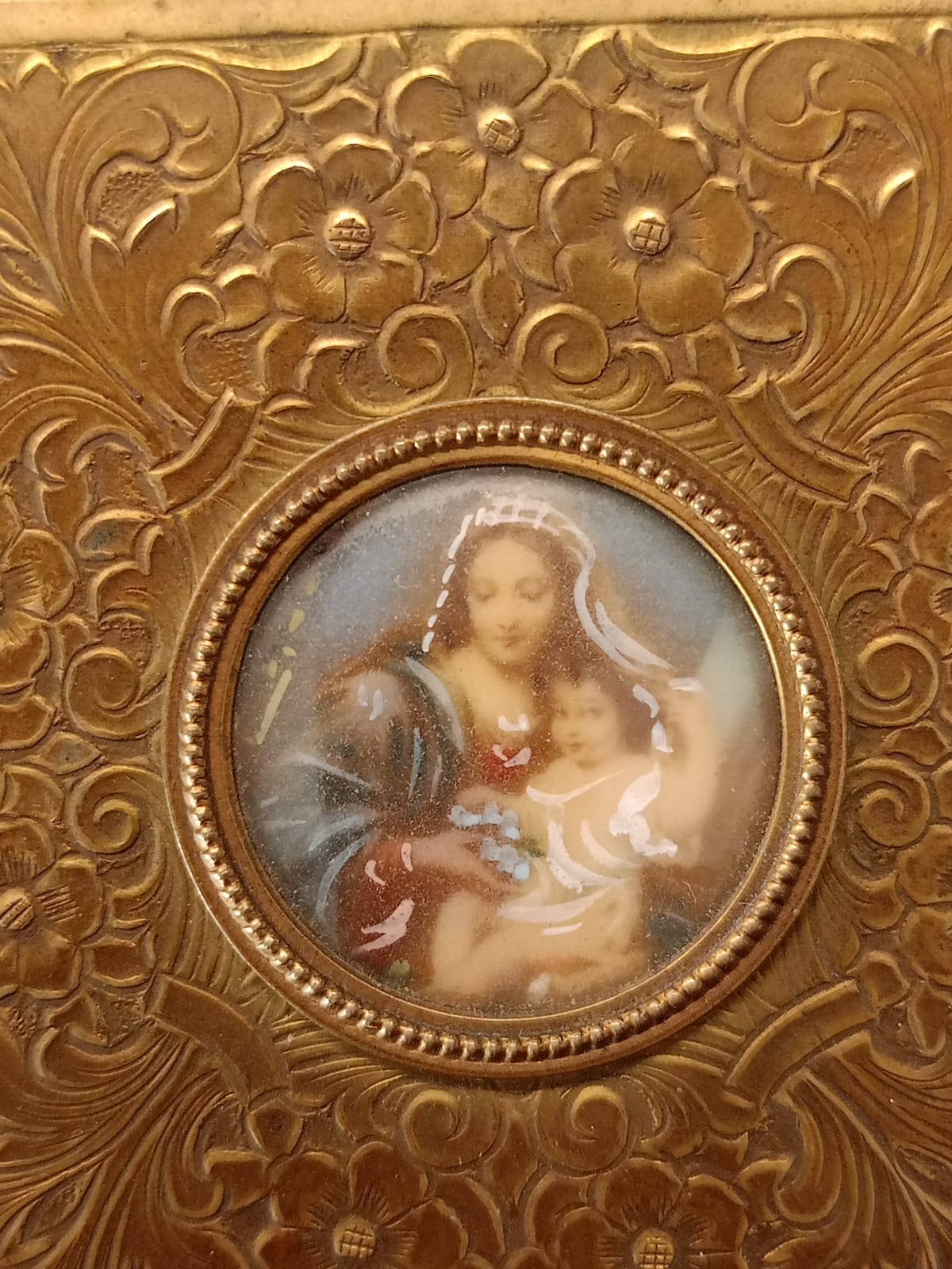 Miniatura Madonna con Bambino cornice a sbalzo