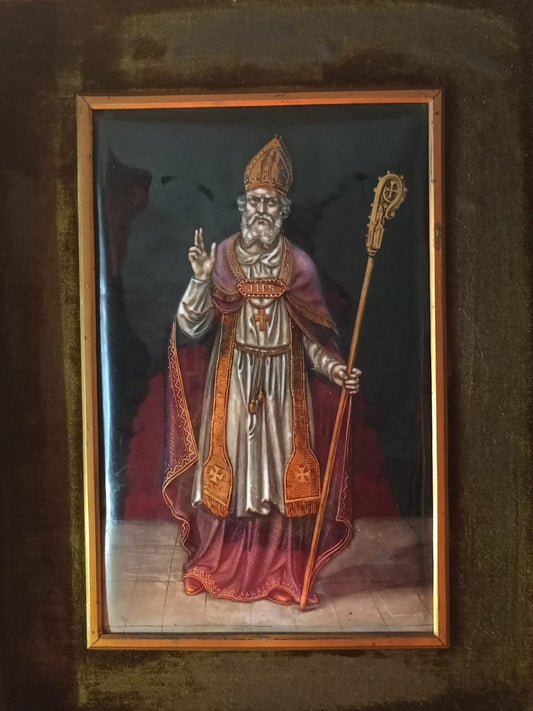 Placca smalti policroma raffigurante Vescovo. Arte Limosina XIX° sec.