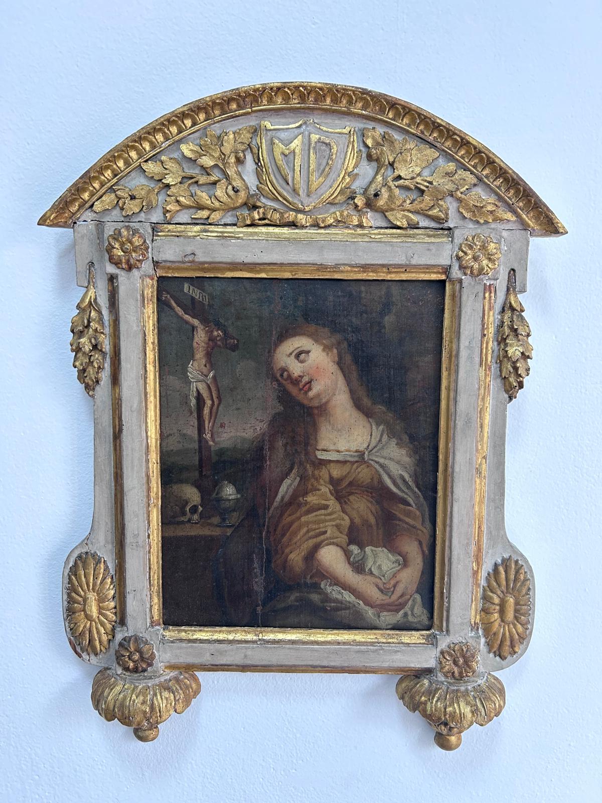 Olio su tela "Maria Maddalena". Italia XVIII° secolo